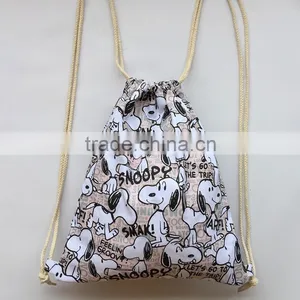 Children Cartoon Graffiti Bundle Mouth Bag Draw Canvas Backpack Bag thumbnail-3