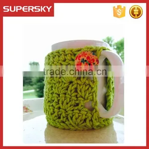 V-66 Lime Green Crochet Knitted Sleeve Warmmer Cup Mug Sweater thumbnail-1
