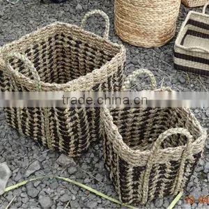 Seagrass Basket Set Of With Handle for Storage and Home Decoration thumbnail-1