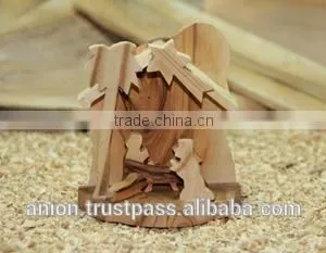 High Quality Cheap Christmas Bethlehem Composition of Original Olive Wood thumbnail-1