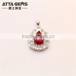 Beautiful Synthetic Ruby Sapphire 925 Silver Pendant for Girl thumbnail-1