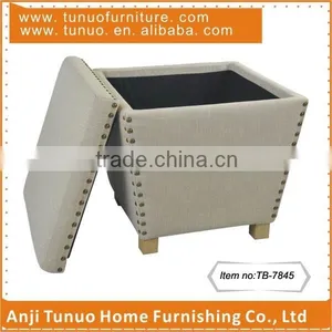 Ottoman,Shoe Storage,Wooden,Cube,Copper Nails Around,TB-7845 thumbnail-2