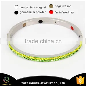 China Wholesale Handmade Adjustable Wire Bracelet Colorful Crystal Stainless Steel Expandable Bangle thumbnail-5