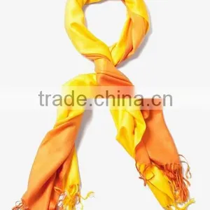 Yellow Acrylic Gradient Rainbow Viscose Pashmina Scarf thumbnail-1