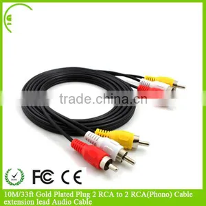 10M/33ft Gold Plated Plug 2 RCA to 2 RCA(Phono) Cable Extension Lead Audio Cable thumbnail-1