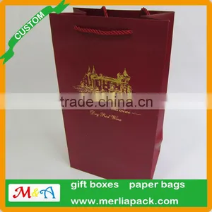 2 WINE BOTTLE TOTE GIFT BAG CHRISTMAS PAPER HANDLE CARD HOLIDAY BAGS thumbnail-1