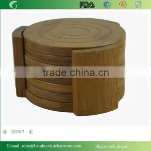 Sales Promotion Round Shape Bamboo Wooden MugTrivet Hot Pot Pan Insulation Mat Feature Gift thumbnail-2