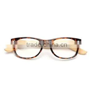 Hot Fashionable Clear Lenses Plastic Frame and Bamboo Temple Optical Reading Glasses thumbnail-4