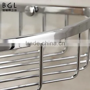 Wall Mounted Bathroom Hardware Chrome Plating Brass Hanging Corner Basket for Bathroom Storage thumbnail-5