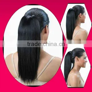 Wholesale Top Quality 100% Virgin Indian Remy Weft Hair Extension Ponytail thumbnail-1
