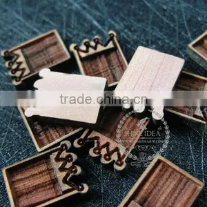 8mm Setting Size Vintage Style Natual Log Wood Bezel Imperial Crown Square Pendant Setting DIY Findings Supplies 1431028 thumbnail-4