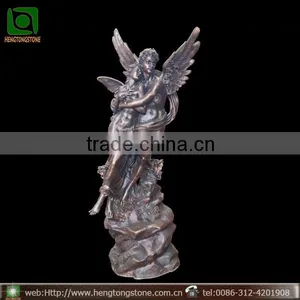 Large Bronze Angel Sculpture. Bronze Cupid and Psyche thumbnail-1