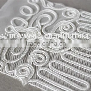 2016 Newest Design 100% Polyester White Color Lace Fabric Embroidery Trim Patch for Clothing Shoulder thumbnail-4
