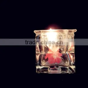 Mini Square Shaped Clear Glass Decorative Candle Holder thumbnail-4