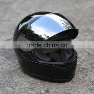 Adult Mirror Shield Gloss Black Full Face Motorcycle Street Helmet DOT Moto Bike thumbnail-2