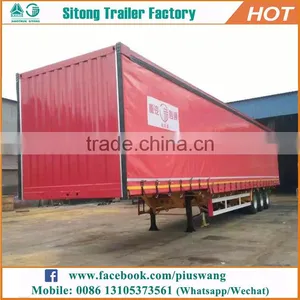 China Best Selling Van Type Curtain Side Semi Trailer Tri-axles Curtain Van Trailer thumbnail-1