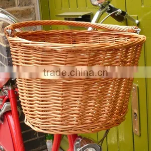 Large Empty Front Handlebar Wicker Bike Basket With Handle thumbnail-1