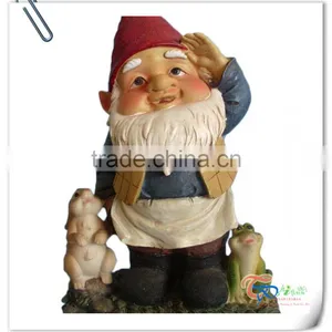 Popular Cute Resin Elf With Rabbit and Frog Garden Statues thumbnail-1