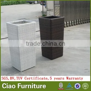 Outdoor Cheap Plastic Flower Pots Wholesale Rattan Planter Pot thumbnail-5