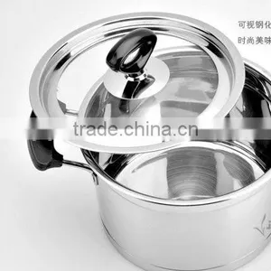 Popular Fasion Stainless Steel Glass Lid Fry Pan thumbnail-2