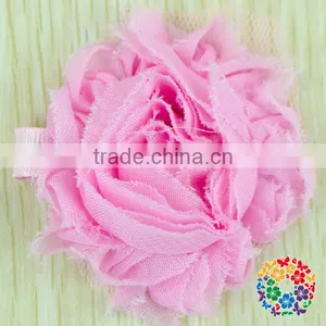 2015 Wholesale Beautiful Purple Artificial Chiffon Flower Shabby Flower Hair Clips For Kids & Girls thumbnail-6