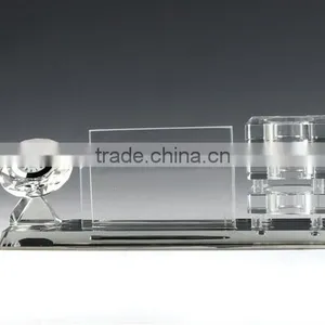 JingYaGe Clear Fashion Pen Holder Card Holder Crystal Office Set With Clock thumbnail-1
