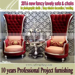 FF2058 Fancy Fun Luxury High Back Decoration Leisure Chair Red Velvet Wedding Chair Hotel Photo Studio Shop Window Chair thumbnail-1