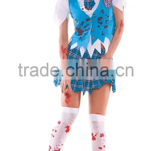 Day Of The Dead Zombie School Girl Costume Halloween Fancy Dress thumbnail-1