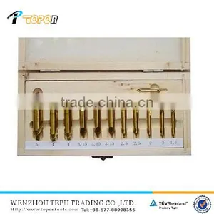 Tin Coated Pack In Wooden Box DIN333A 12pcs HSS Center Drill Bit Set thumbnail-1