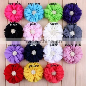 Hot Cutting Chiffon Flower With Pearl Bead Center for Kids Hair Accessories thumbnail-4
