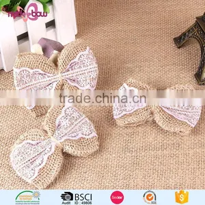 Latest Designs Burlap Jute Bow Girls Hair Accessories Clips thumbnail-2