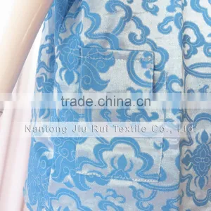 Bule/Rich Floral Pattern Sweat Steaming Clothes V-Neck Jacquard Family Pajama Set Short Sleeve Women/Men Pajamas thumbnail-5