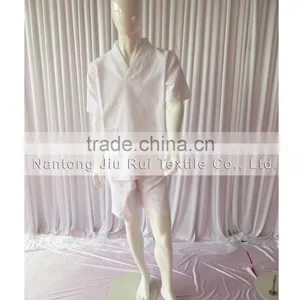 95% Cotton 4 Solid Colors Man and Women Short Sleeve Pyjamas Soft Sweat Steaming Clothes Spring and Summer Waffle Sleepwear thumbnail-5