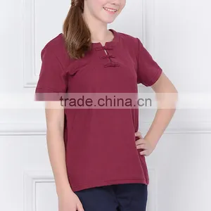 British Academy Style 2017 New Light Chinese Style School Boys and Girls Red Short Sleeved T-shirt Custom thumbnail-4