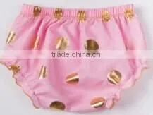 Wholesale Latest Design Girls Sequin Polka Dot Cotton Toddler Infant Shorts Baby Bloomers With Golden Dots thumbnail-5