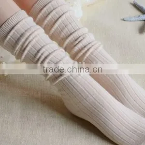 Double Cylinder Plain Color Ribbed Woman Wool Socks thumbnail-1