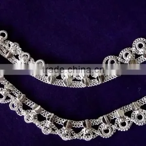 SILVER TONE Chain Payal ANKLETS Feet Bracelet PAIR thumbnail-2