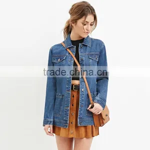 New Hot Sale Plus Size Women Plain Denim Jacket thumbnail-1