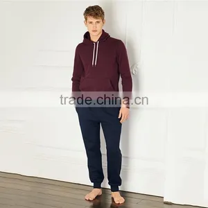Mens Plain Slim Fit Overhead Pullover Hoodie thumbnail-1