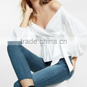 MGOO New Fashion Sexy White Women Tops Latest Design V Neck Wholesale Factory Price thumbnail-2