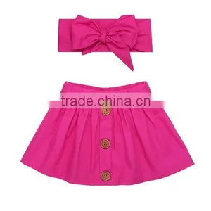 Latest Designer Cotton Skirt Kids Girl Short Dresses Matching Headband Sets thumbnail-4
