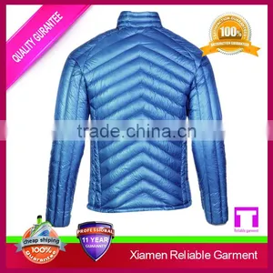 Blue Colour Long Sleeve Leather Men Down Jacket thumbnail-2