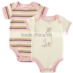 Re Stripe Applique Bear Organic Cotton Summer Wear Short Sleeve Wholesale Pattern Custom Made Kids Jumpsuit thumbnail-2