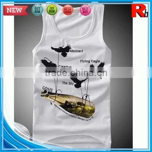 China Custom Wholesale Men Polyester Screen Printed Low Cut Tank Tops for Sale thumbnail-6