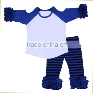 Custom Children Clothing Baby Clothes Ruffle Buotique Raglan Icing Pants Set Fall Girls Clothing thumbnail-3