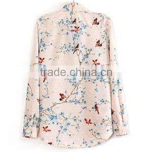 Fashion Ladies Blouse,bird Printing Woman Shirt/women Colthing Long Sleeve thumbnail-6