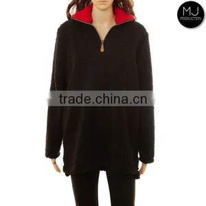 Wholesale Plus Size Clothing Women Fleece 1/4 Zip Sherpa Pullover thumbnail-3