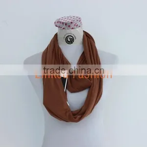 Wholesale Jersey Stripe Pocket Infinity Scarf With Zipper thumbnail-1