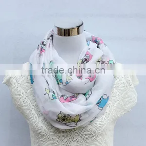 Favorites Compare New Fashion Women Circle Owl Scarf A070321 thumbnail-1