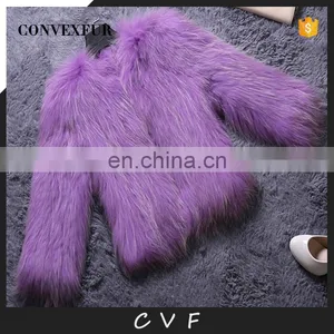 Solid Color Winter Fashion Hand Made Fur Overcoat Raccoon Fur Outer Wear thumbnail-1